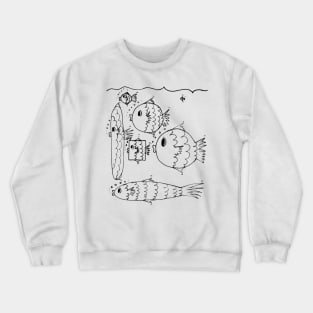 Describing Swimming Fish Doodle Crewneck Sweatshirt